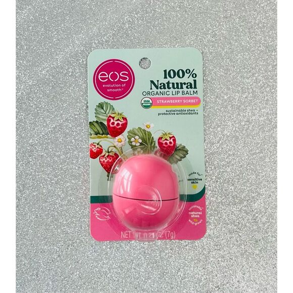 EOS Organic Strawberry Sorbet Lip Balm Natural Shea Butter Sphere - Picture 2 of 3